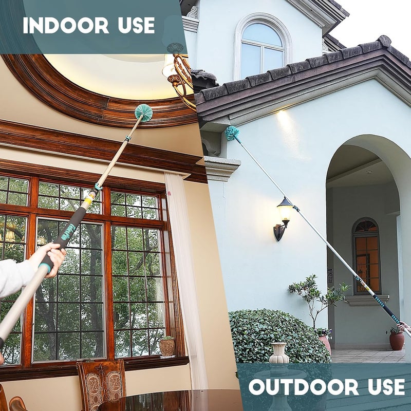 TelesPro 20 Feet High Reach Cobweb Duster with 5-12Ft Extension Pole, Webster Cobweb Duster with 3-Stage Telescopic Aluminum Pole, Spider Web Brush for Outdoor & Indoor Cleaning - Soft Bristles. - Image 4